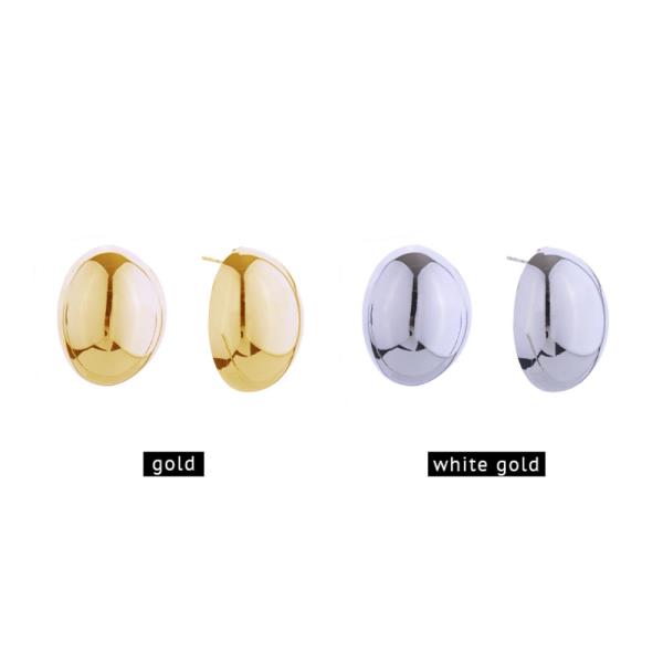 14K GOLD/WHITE GOLD DIPPED MIRROR DOME POST EARRINGS
