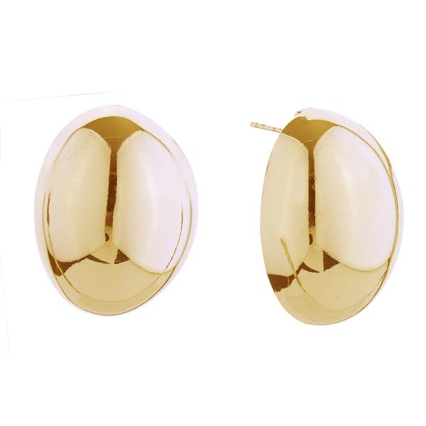 14K GOLD/WHITE GOLD DIPPED MIRROR DOME POST EARRINGS