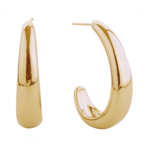 14K GOLD/WHITE GOLD DIPPED SMOOTH CURVE POST EARRINGS
