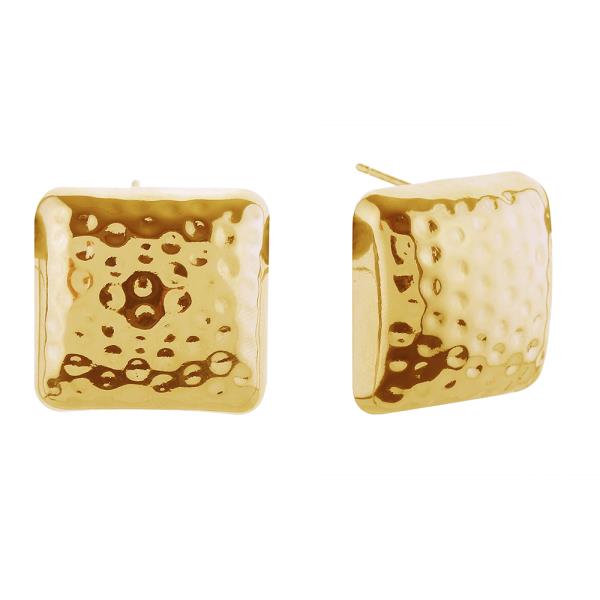 14K GOLD/WHITE GOLD DIPPED BISCUIT POST EARRINGS