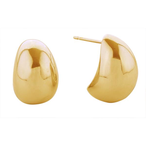 14K GOLD/WHITE GOLD DIPPED SLEEK DOME POST EARRINGS