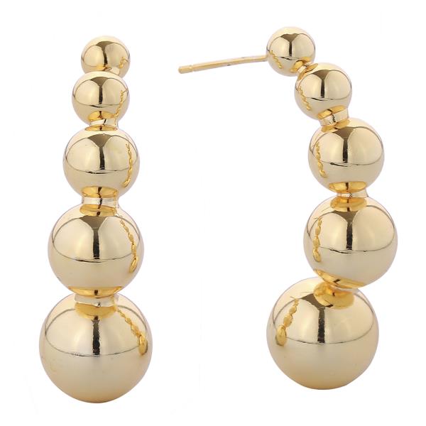 14K GOLD/WHITE GOLD DIPPED LINEAR BALL DROP POST EARRINGS