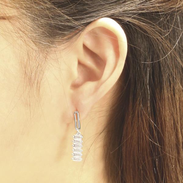 14K GOLD/WHITE GOLD DIPPED DANGLING PAVE CZ POST EARRINGS