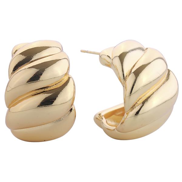 14K GOLD/WHITE GOLD DIPPED BIG WAVE POST EARRINGS