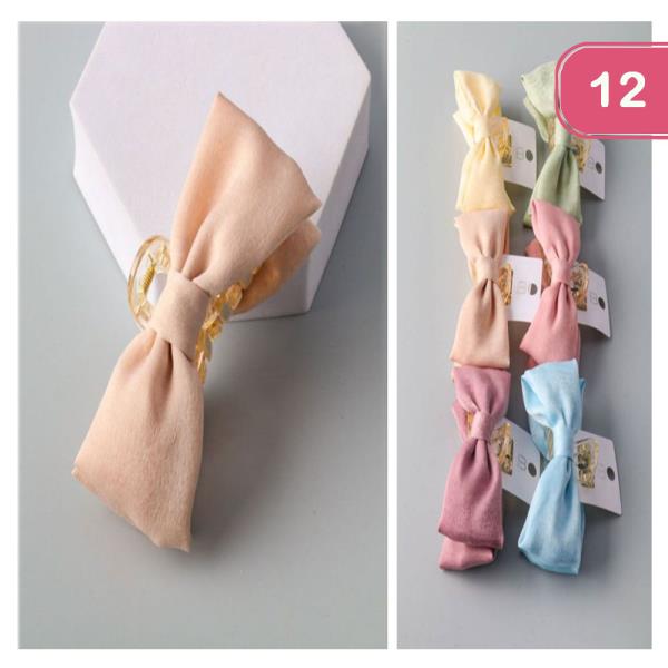 SATIN BOW CLAW CLIPS (12 UNITS)