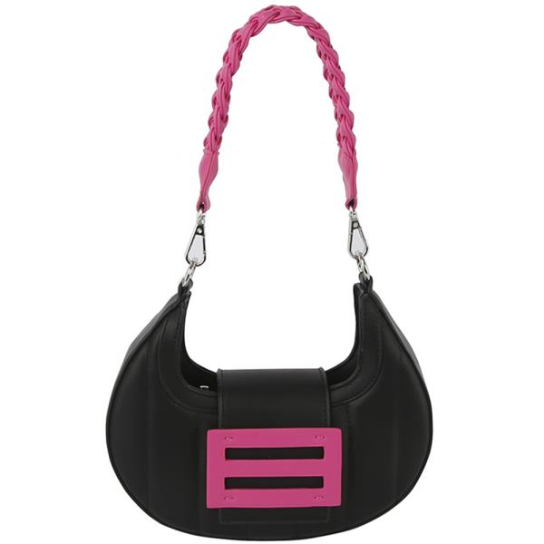 TWO TONE SMOOTH CURVED SHOULDER BAG