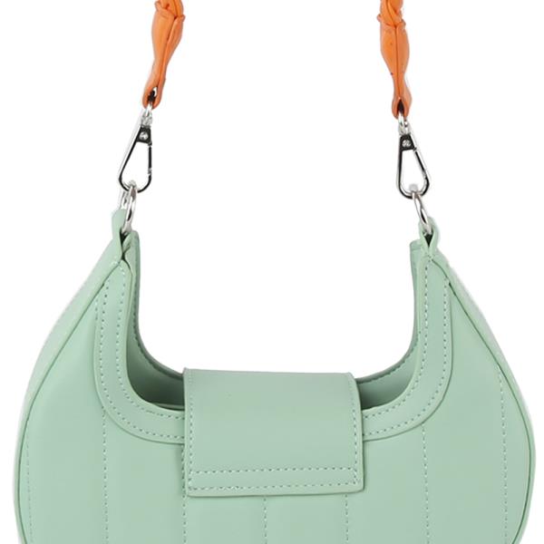 TWO TONE SMOOTH CURVED SHOULDER BAG