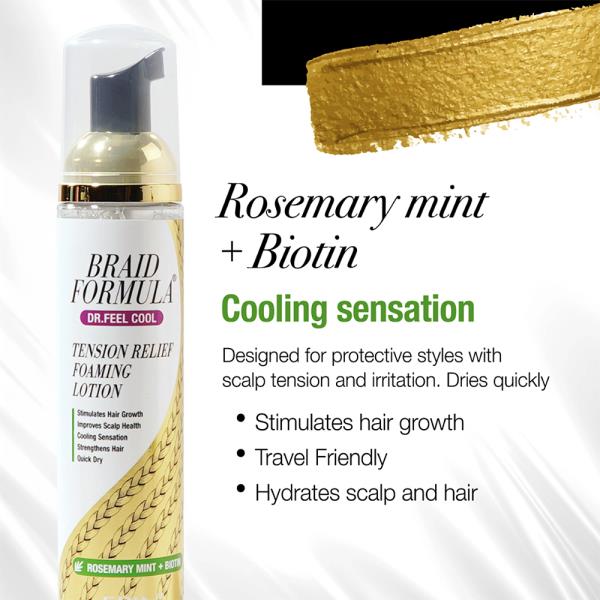 DR FEEL COOL TENSION RELIEF FOAMING LOTION ROSEMARY MINT BIOTIN 100ML