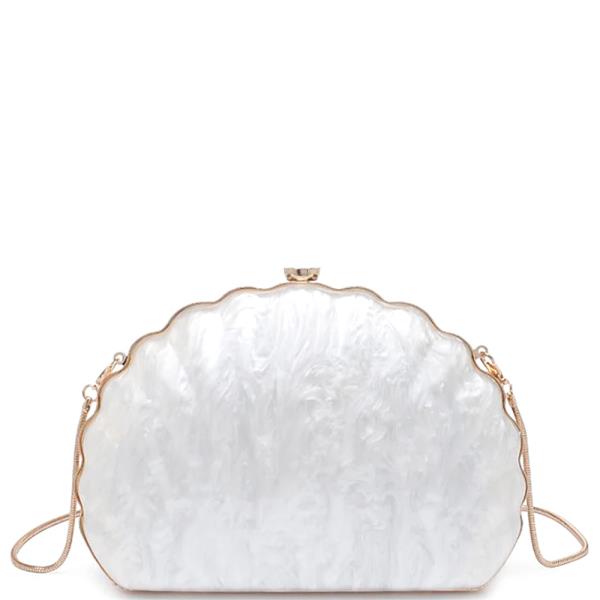 MARBLED DESIGN SHELL SHAPED PEARLA EVENING BAG