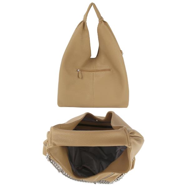 SMOOTH CHAIN ZIPPER SHOULDER HOBO BAG