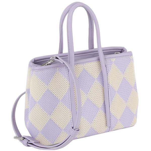 CHECKER DESIGN HANDLE SATCHEL BAG