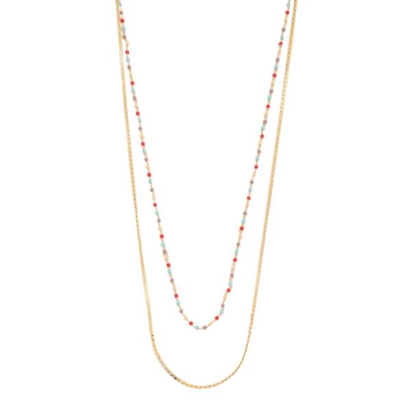 SODAJO GOLD DIPPED 2 LAYERED COLOR DOT CHAIN NECKLACE