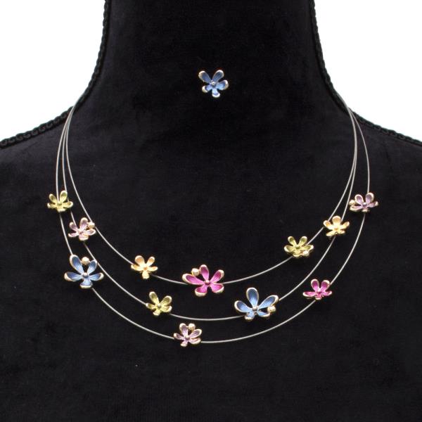 DAINTY FLOWER CHARM LAYERED NECKLACE