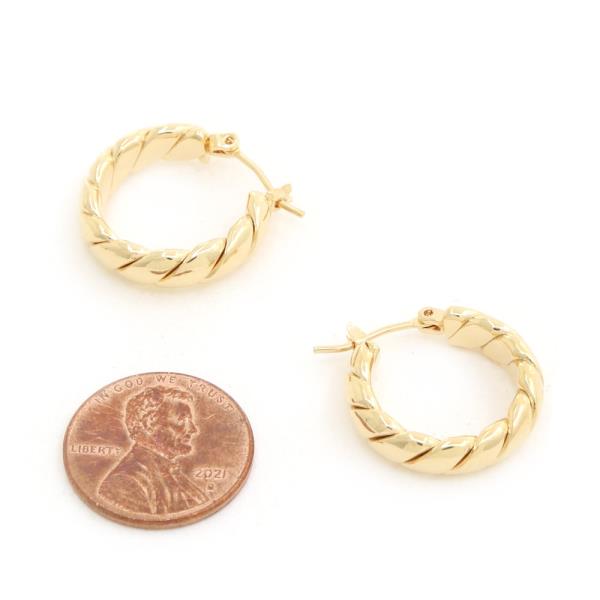 14K TWISTED LINK GOLD DIPPED HOOP EARRING