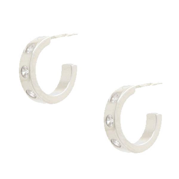 14K RHINESTONE HOOP GOLD DIPPED EARRING