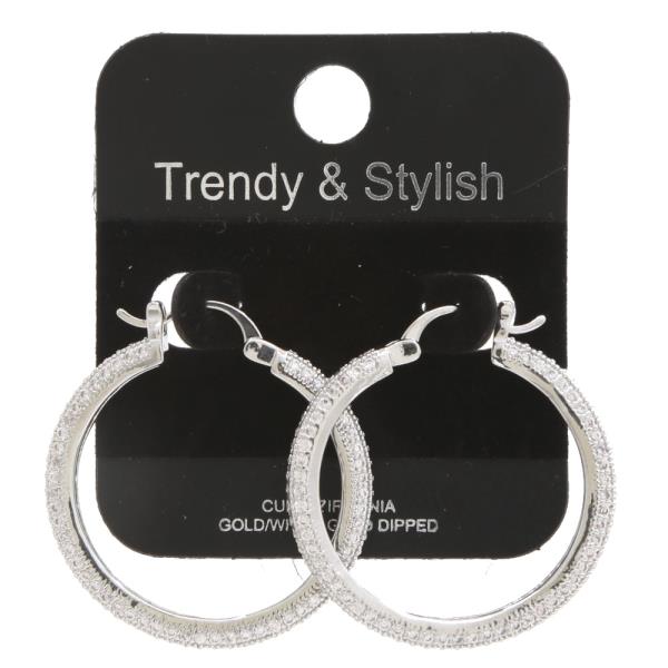 CZ METAL HOOP GOLD DIPPED EARRING