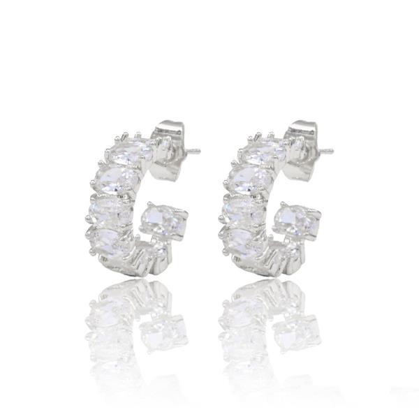 18MM CZ OPEN HOOP GOLD DIPPED EARRING