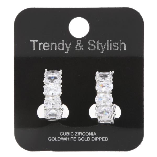 18MM CZ OPEN HOOP GOLD DIPPED EARRING