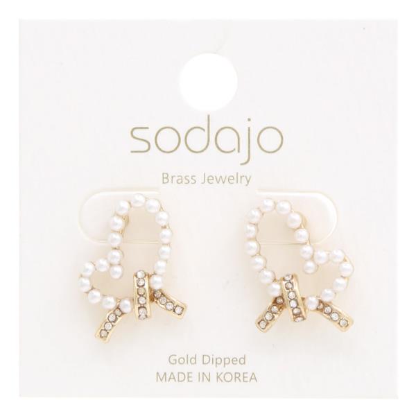 SODAJO HEART PEARL BEAD GOLD DIPPED EARRING