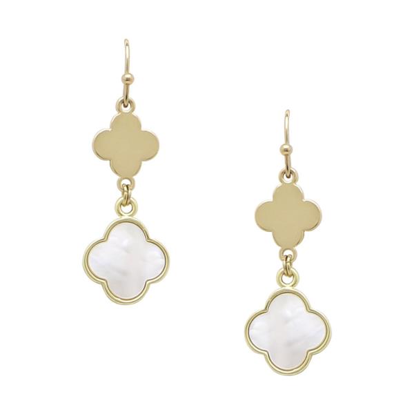 SHELL CLOVER DROP EARRINGS