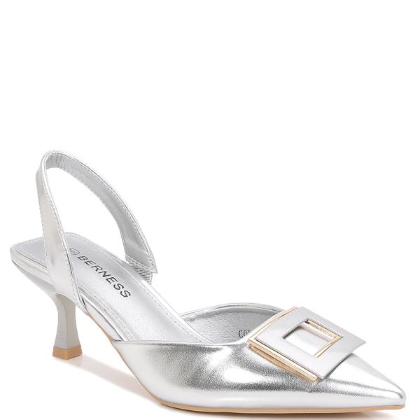 KITTEN HEEL SLING BACK W SQUARE DETAIL 12 PAIRS
