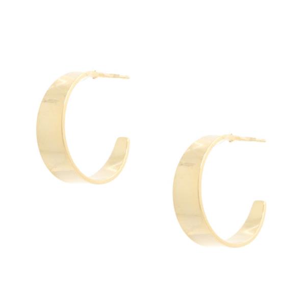 14K WIDE OPEN HOOP GOLD DIPPED EARRING