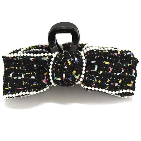WOVEN BOW HAIR CLIP WITH MULTI COLOR DETAIL