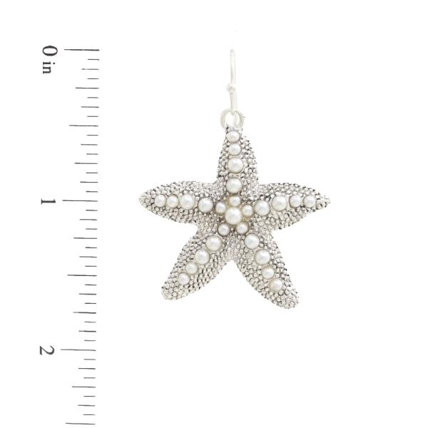 STARFISH PEARL BEAD DANGLE EARRING