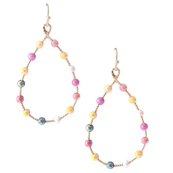 COLOR PEARL TEARDROP DANGLE EARRING