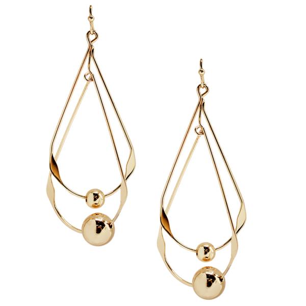 DOUBLE METAL TEARDROP DANGLE EARRING