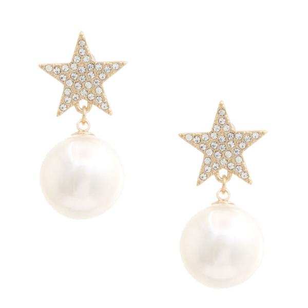 PEARL BEAD STAR DANGLE EARRING