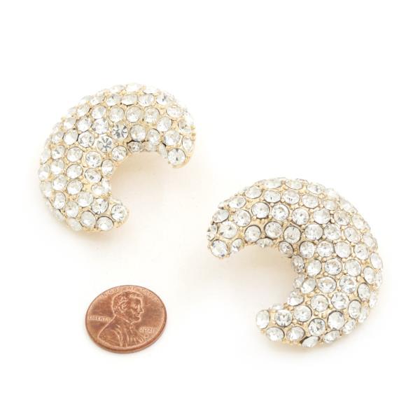 RHINESTONE MOON SHAPE EARRING