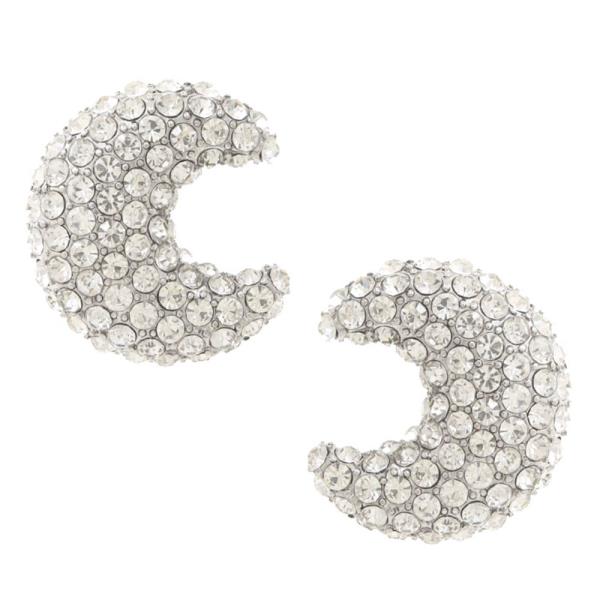 RHINESTONE MOON SHAPE EARRING