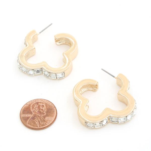 CLOVER RHINESTONE OPEN EARRING