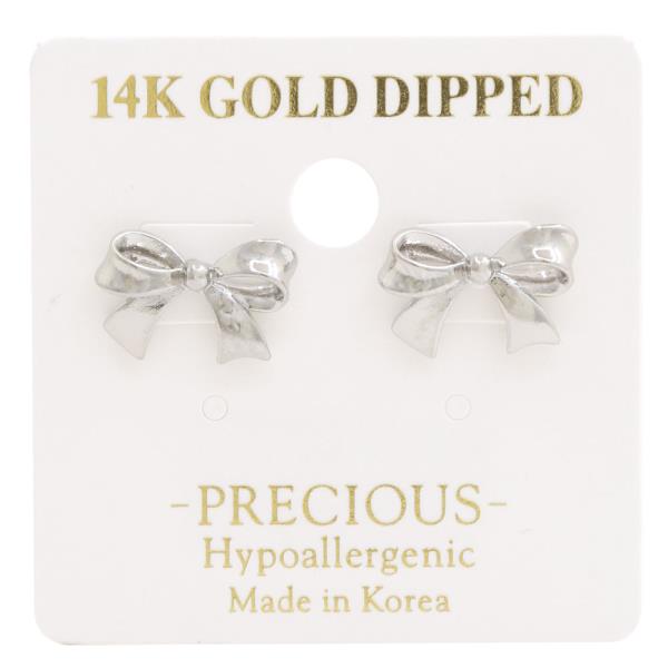 14K GOLD DIPPED BOW HYPOALLERGENIC EARRING