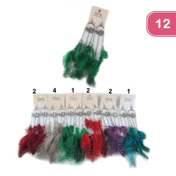 FEATHER DANGLE EARRING (12 UNTIS)