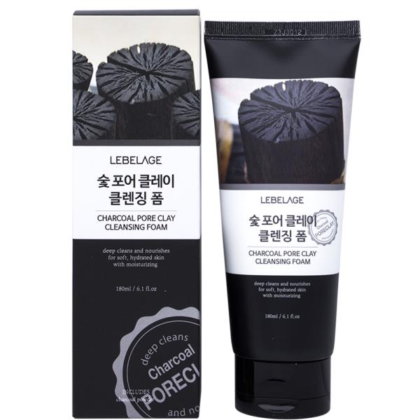 LEBELAGE CHARCOAL PORE CLAY CLEANSING FOAM 180ML