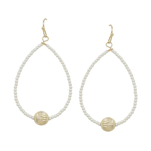 PEARL WIRED TEXTURED BALL  ACCENT TEARDROP EARRING