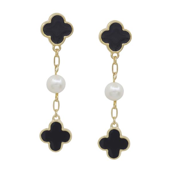 3 DROP CLOVER EPOXY & PEARL ACCENT EARRING
