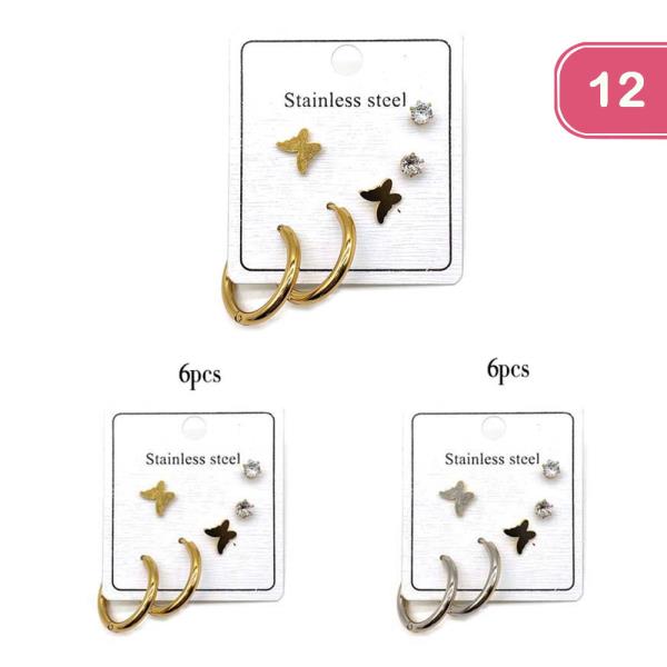 STAINLESS STEEL EARRING SET (12 UNITS)