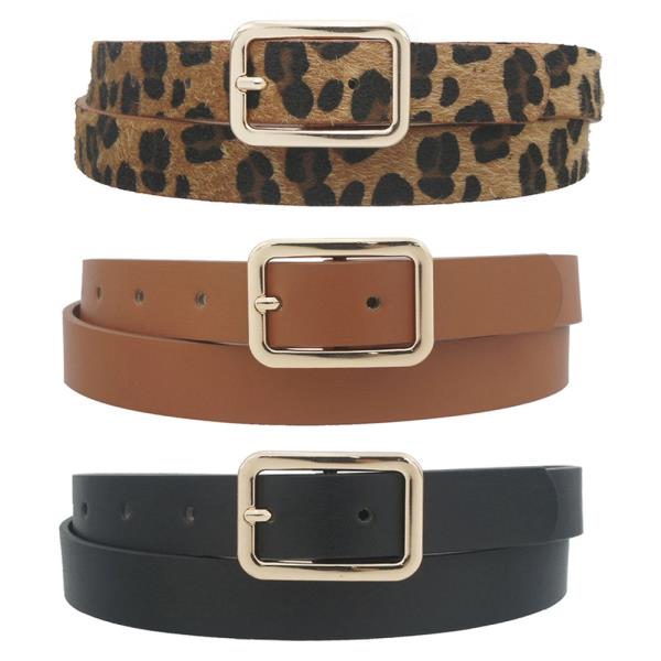 PLUS ROUNDED RECTANGLE BUCKLE SKINNY TRIO BELT