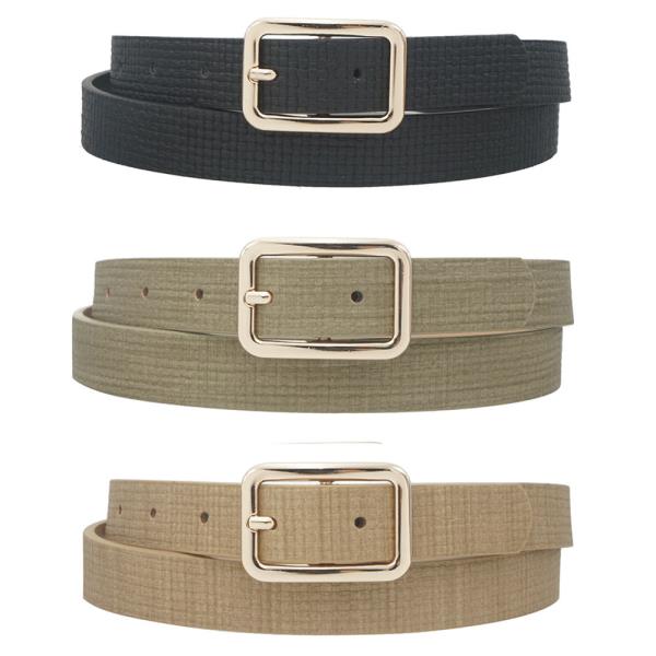 ROUNDED RECTANGLE BUCKLE SKINNY TRIO BELT