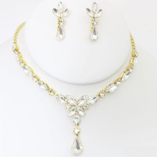 RHINESTONE NECKLACE EARRING SET