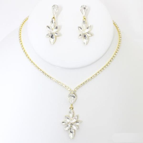 RHINESTONE NECKLACE EARRING SET