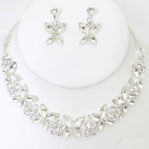 RHINESTONE NECKLACE EARRING SET