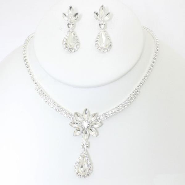 RHINESTONE NECKLACE EARRING SET