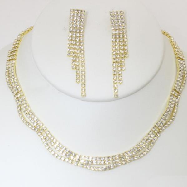 RHINESTONE NECKLACE EARRING SET