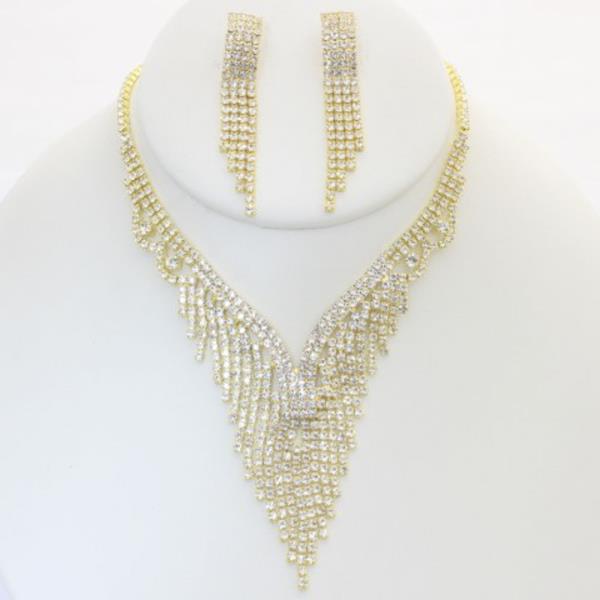 RHINESTONE NECKLACE EARRING SET