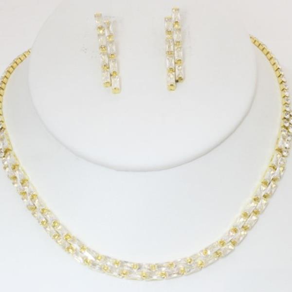 RHINESTONE NECKLACE EARRING SET