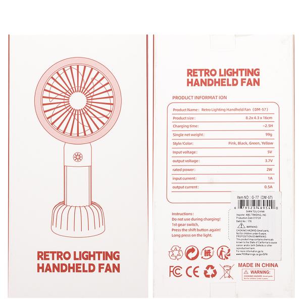 RETRO LIGHTING HANDHELD FAN